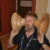 Steve OZ, woodworker for dc10audio clowning with the maple horns